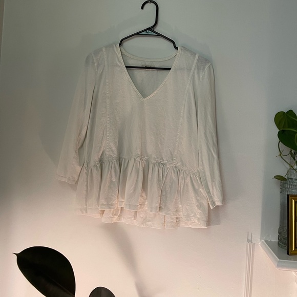 Madewell Peplum Blouse, white flowy top EUC - Picture 8 of 10